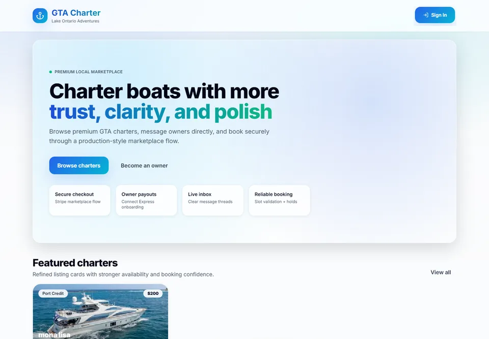 CharterGTA application interface